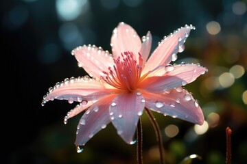 Obraz na płótnie Canvas Macro photography of water drops on pink flower petals