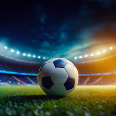 Fototapeta premium EM-Fieber: Fußball im dramatischen Licht auf dem Stadionrasen 