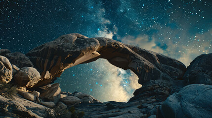 Starry Sky Framed by Ancient Stone, the Rock Arch and the Universe
