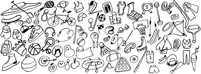 Diverse sports hand drawn vector illustration. 