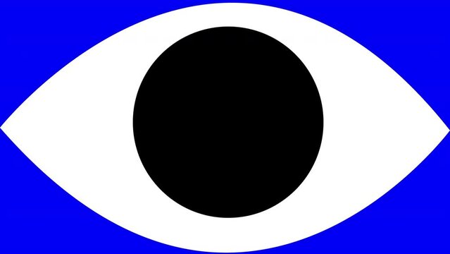 Cartoon transition mask opening eye 2d animation transforming in flat colorful geometric shapes rectangle and circle, blinking eye zoom in comic style Social media, for advertisements, presentations	