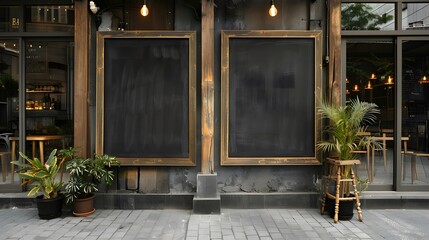 カフェの軒先に設置された黒板