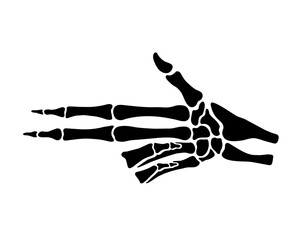 Skeleton fingers gun, gesture, pistol, black flat vector, cut files