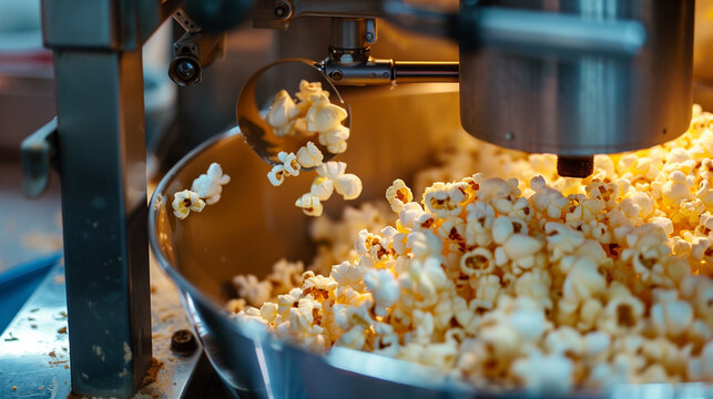 close shot of popcorn maker machine at the cinema