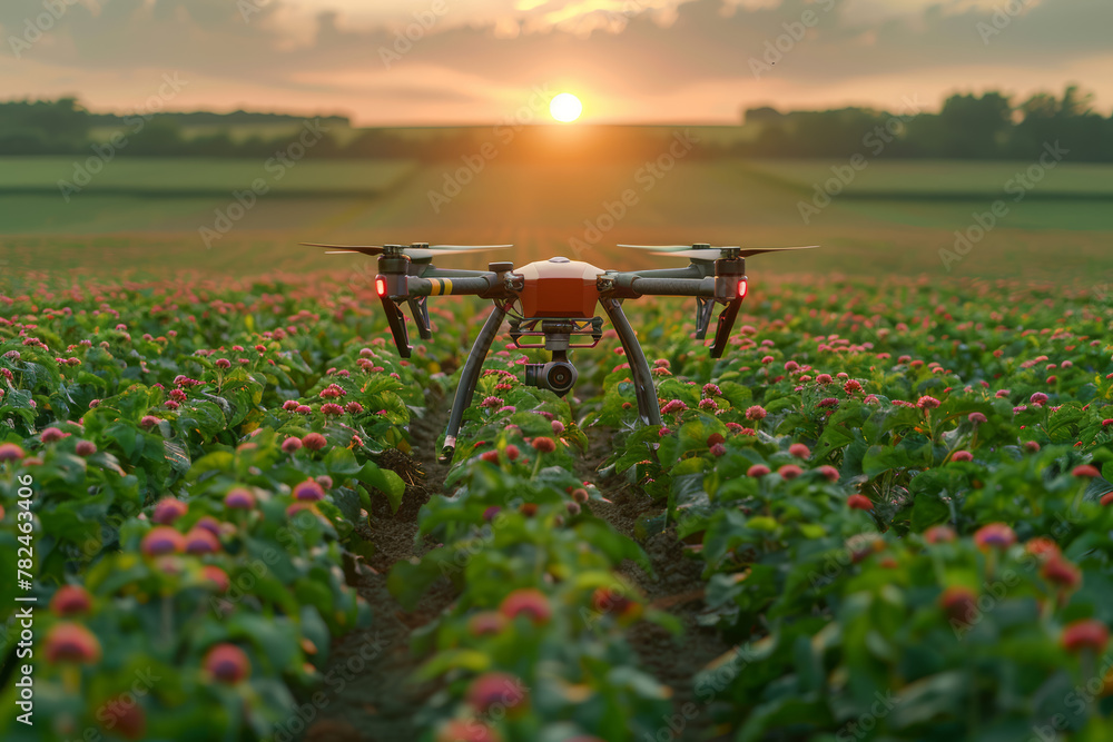 Aufkleber an ai-powered agricultural drone monitoring crop health and detecting pests or diseases in fields. c