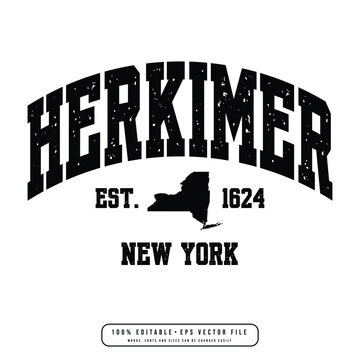 Herkimer text effect vector. Editable college t-shirt design printable text effect vector