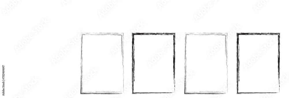 Poster grunge square and rectangle frames. ink empty black boxes set. rectangle borders collections. rubber