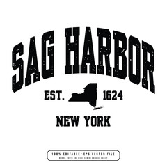 Sag Harbor text effect vector. Editable college t-shirt design printable text effect vector	