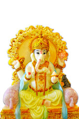 indian hindu religion god ganesh or ganesha idol for offering prayers during hindu festival Ganesha chathurthi,wedding,cutout in transparent background,png format