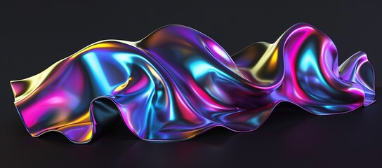 Modern abstract pattern, bright colorful paint splash fluid. Gradient colorful holographic liquid metal wavy shape.