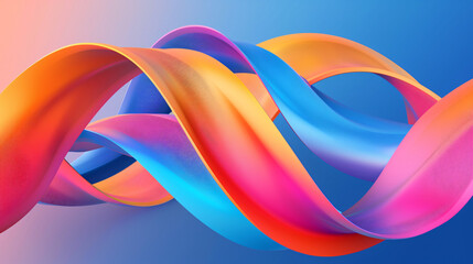 3D colorful curved ribbon Abstract bright geometry