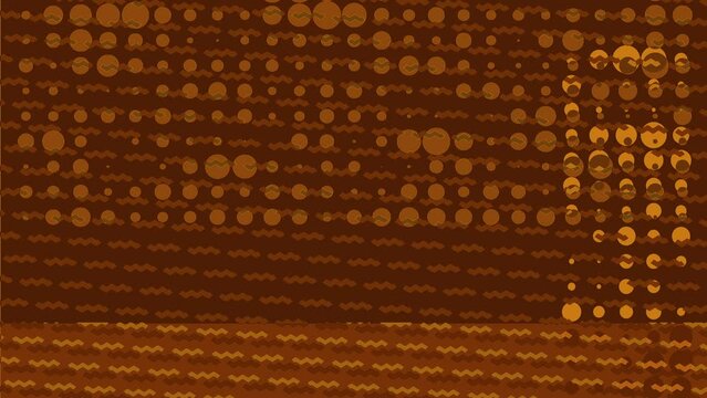 Animated digital orange brown copper color geometrical box zig zag and circles pattern background stock video in autumn colors. Seamless background for loop moving shapes transition.