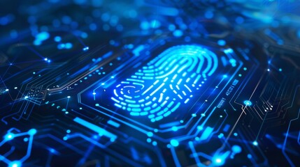 Digital fingerprint identification on blue circuit board