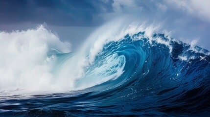 Majestic ocean wave in stormy weather - obrazy, fototapety, plakaty