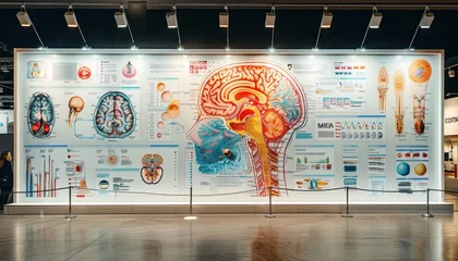 Fotobehang A World Building Art piece, a large human brain mural displayed on the wall © ЮРИЙ ПОЗДНИКОВ