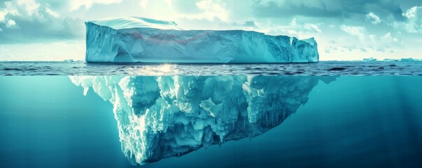 Majestic iceberg reflection in arctic ocean