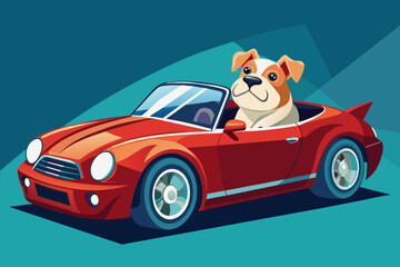 A cool bully dog driving on super car