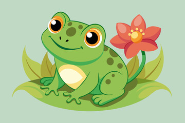Frog baby with flower vector 