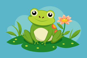 Frog baby with flower vector 