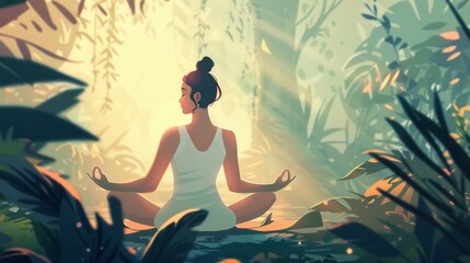 Serene meditation in a tranquil forest