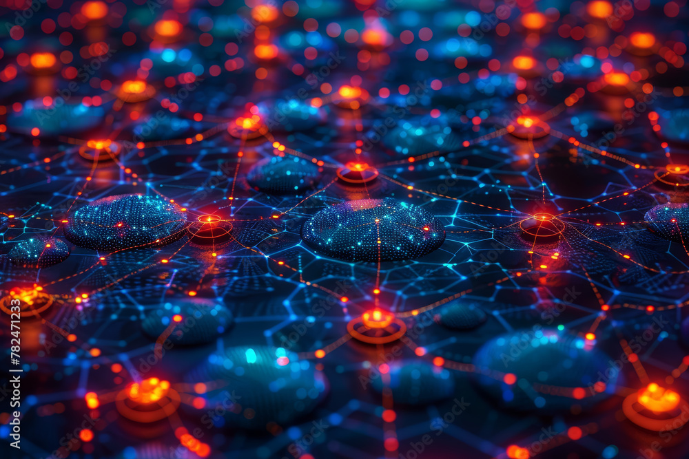 Poster a conceptual illustration of a network of interconnected nodes, symbolizing the interdependence of v