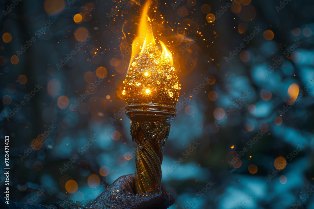 Poster a symbolic image of a torch being passed from one hand to another, signifying the continuity of know