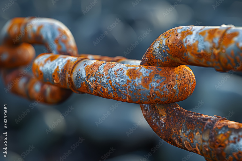 Poster an artistic representation of a chain linking together, symbolizing the strength of unity and solida
