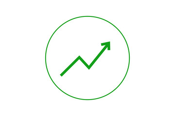 Green graph with arrow moving up in green circle