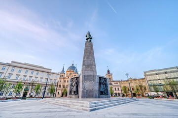 The city of Łódź - view of Freedom Square. - obrazy, fototapety, plakaty