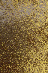 Gold bronze Glitter confetti painting dot blot. Abstract glow shine background.
