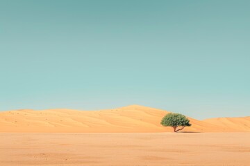 Lone tree in the middle of the desert - solitude landscape - Powered by Adobe