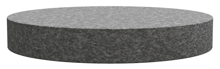 Round granite stone podium for product presentation isolated on transparent background