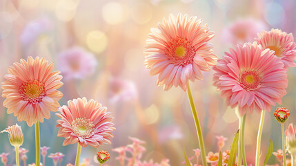 Beautiful gerbera flowers on pastel background