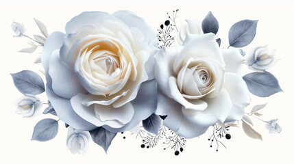 Beautiful white rose greeting card with flowers