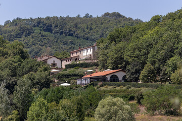 The Bilancino Lake. Lago di Bilancino, Barberino del Mugello, Florence, Italy: landscape at dawn of the picturesque lake in the Tuscan hills