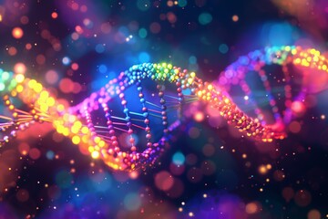 Rainbow DNA: Illuminating the Genetic Spectrum of Sexual Identity - Genetic Kaleidoscope: 3D Illustration of LGBTQ+ Predisposition - obrazy, fototapety, plakaty