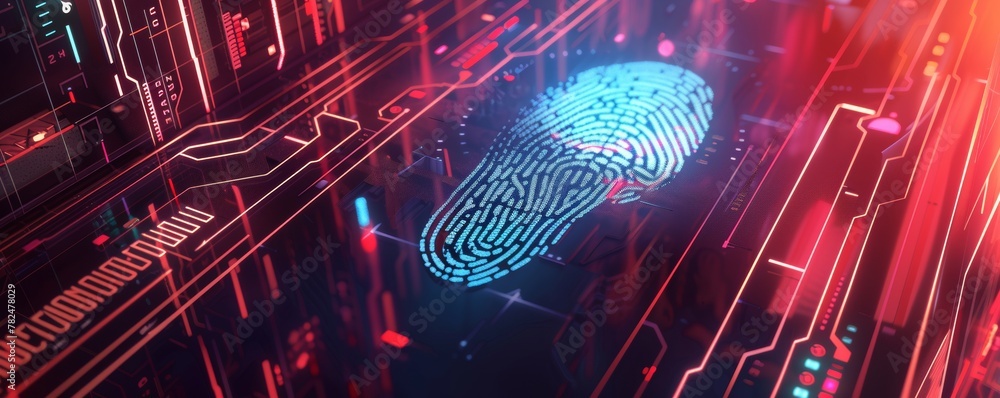 Poster futuristic fingerprint scanning for secure access