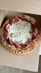 Homemade honey cake with figs