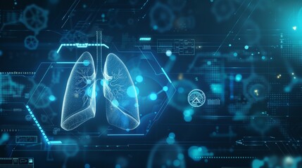 Fototapeta na wymiar Futuristic digital lungs interface concept