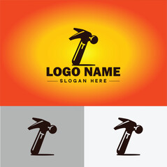 Hammer logo icon house repair tools construction thor icon vector for business app silhouette logo template