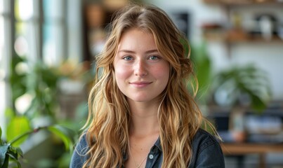 Young female startup person in a modern office