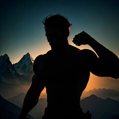 Silhouette of muscular men, motivational Picture 4k