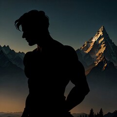 Silhouette of muscular men, motivational Picture 4k