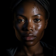 a woman with water on her face - obrazy, fototapety, plakaty