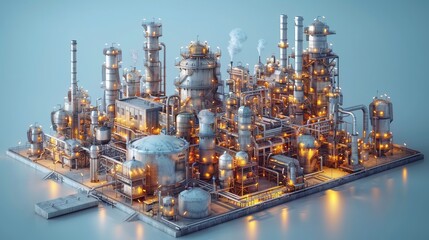 Obraz premium Futuristic industrial complex on waterfront