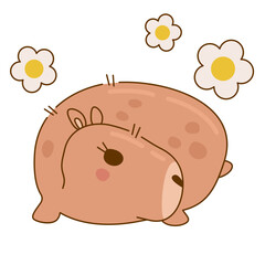 Cute and funny capybara character. Cute capybara animal character rodent. Vector illustration. Cute animal cartoon - 782484847
