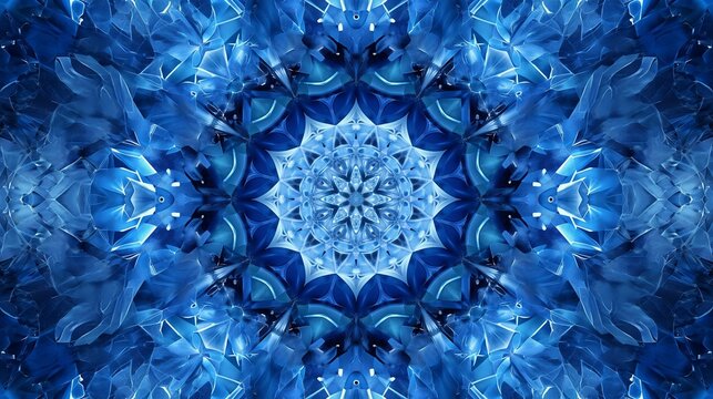 blue octagonal shape kaleidoscope background. 