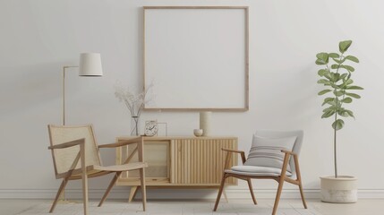 Frame mockup, Modern interior design. 3D render