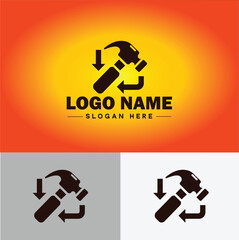 Hammer logo icon house repair tools construction thor icon vector for business app silhouette logo template