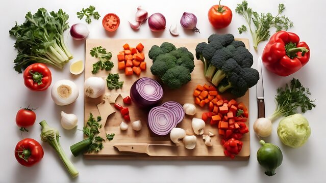 Kitchen Symphony: All Cut Vegetables and Ingredients, Ready for Culinary Artistry